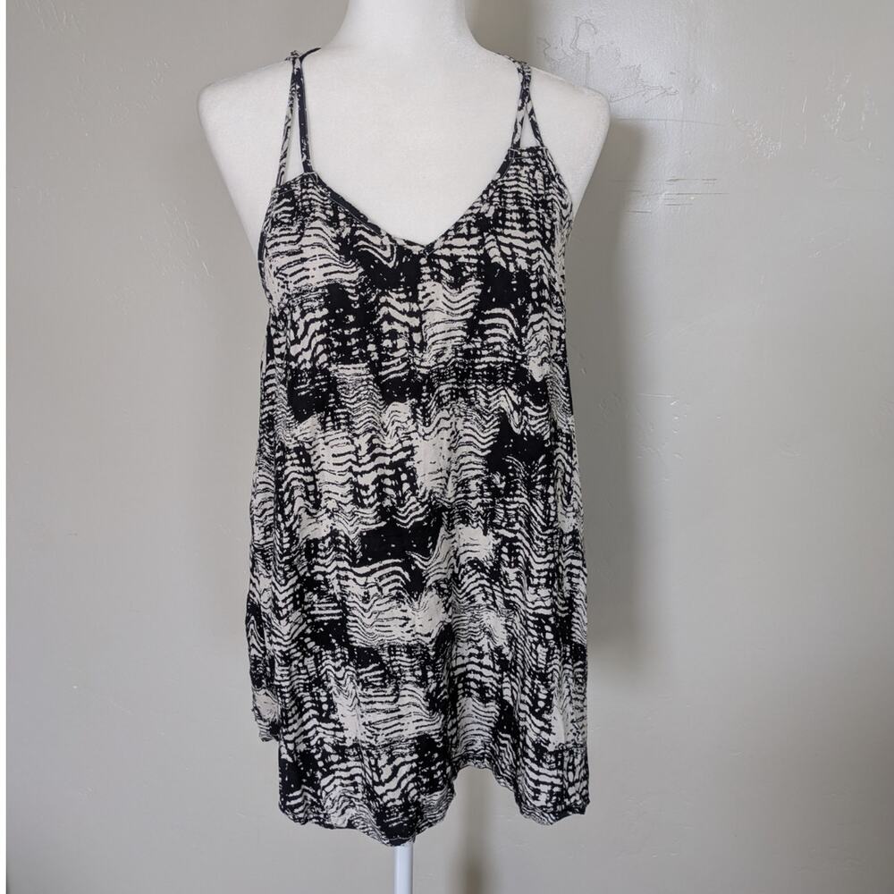 RVCA Tank Womens XS‎ Cage Racerback Black Abstract Print Boho Festival Summer